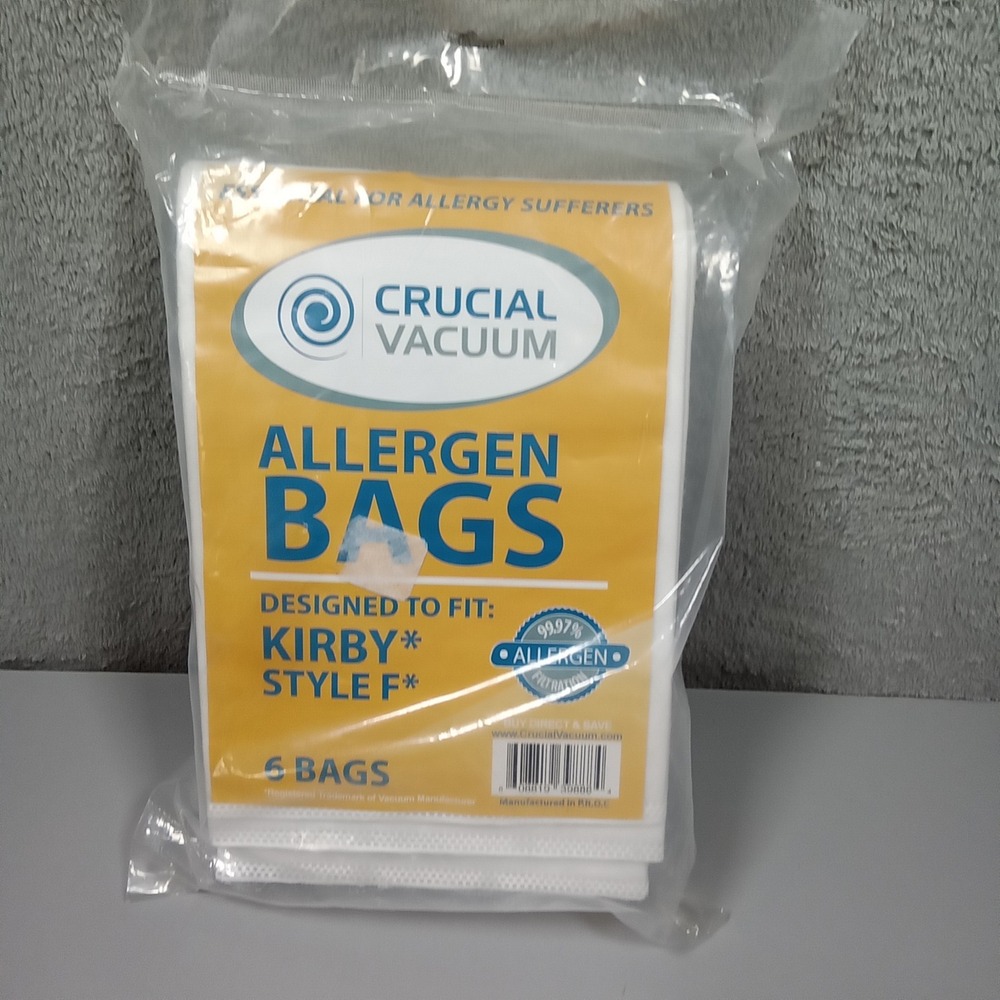 Crucial‎ Vacuum 6 Pack Allergen Bags Fits Kirby Style F 99.97% Filtration White
